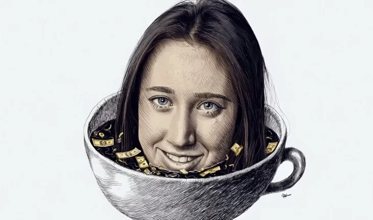 Charlie Javice in a coffee cup