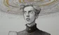 leopold aschenbrenner with wine and a galaxy swirling around his head