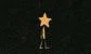 a man with a star for a head walking away 